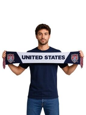 United States Soccer Supporter Scarf Double Sided Knit Fan Gear Red White Blue